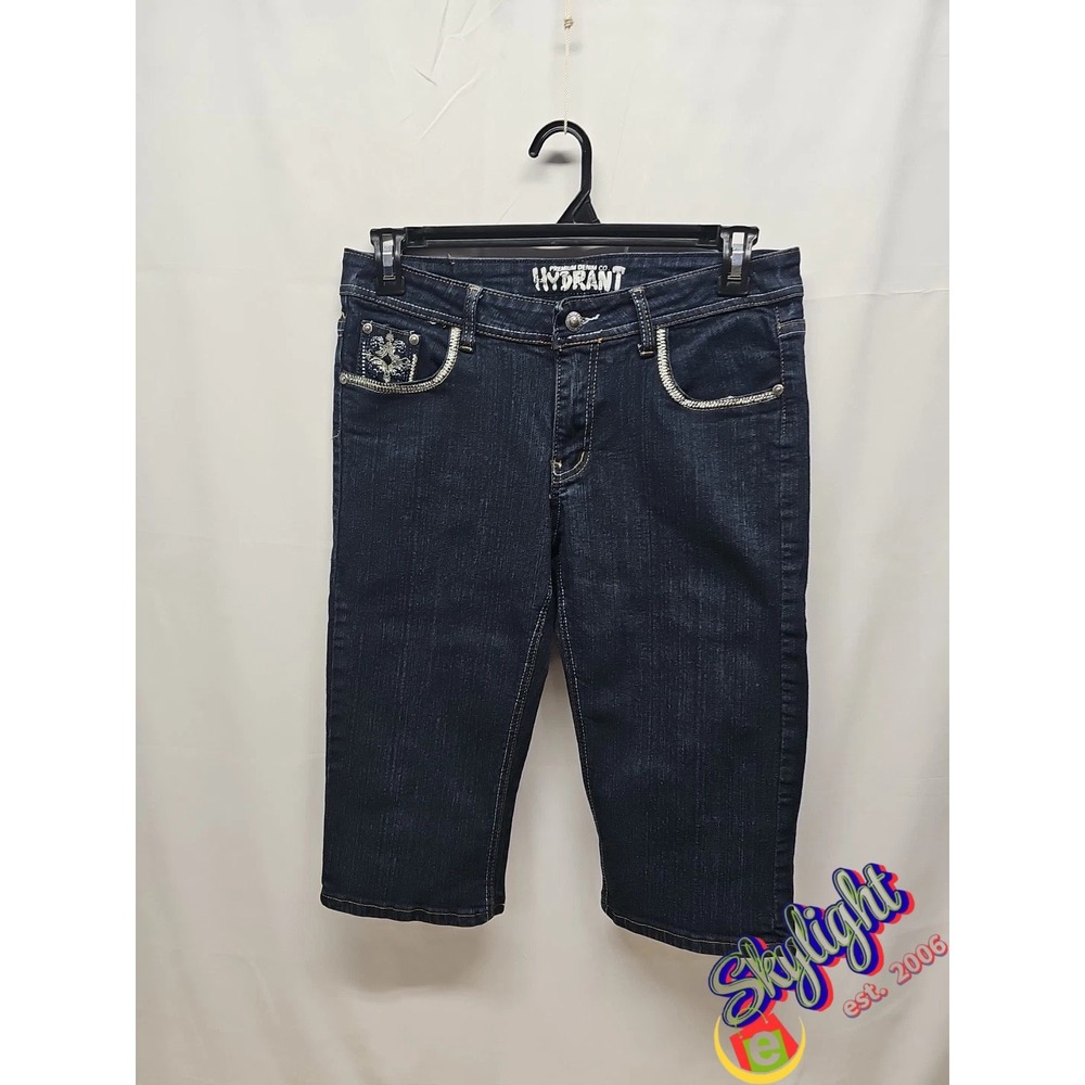Denim & Co. Women's Hydrant Premium Stretch Blue Capri Jeans Size 10 33 x 17